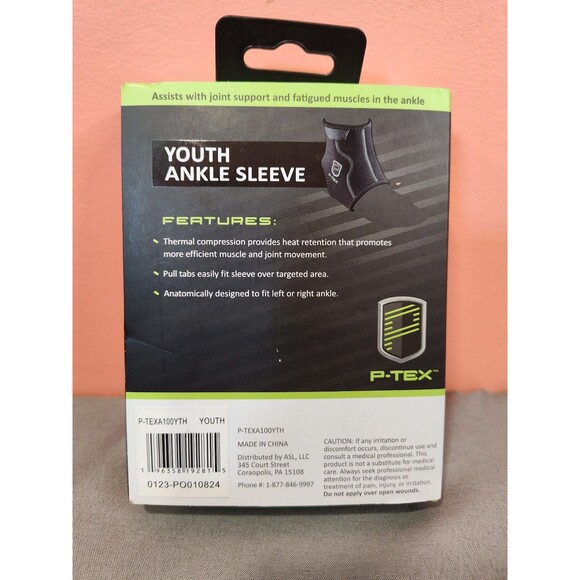 P-Tex Youth Compression Ankle Sleeve Black - Picture 3 of 3